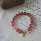 FJHDIY062 Strawberry crystal Pixiu Cypress Bracelet 8mm