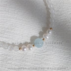 FJHDIY047 Natural Aquamarine Blue Moonlight Pearl Bracelet 4mm