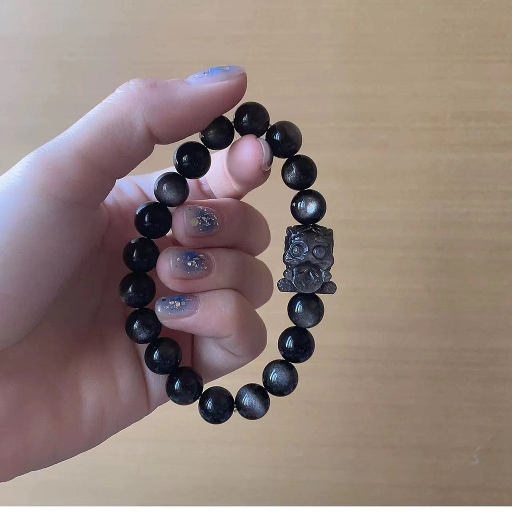 FJHDIY037 Obsidian gold-swallowing beast Bracelet 8mm