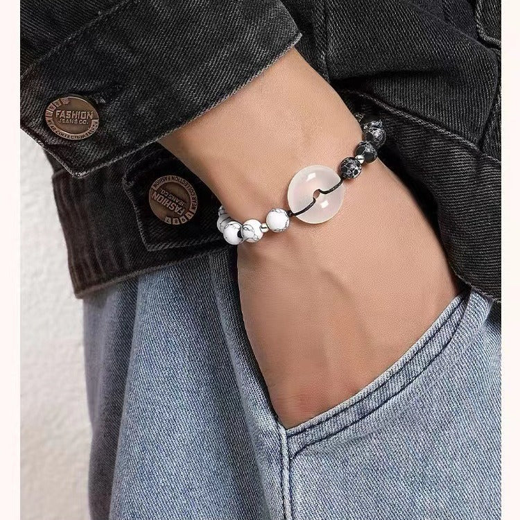 FJHDIY005 Agate peace buckle Bracelet 8mm