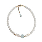 FJHDIY047 Natural Aquamarine Blue Moonlight Pearl Bracelet 4mm