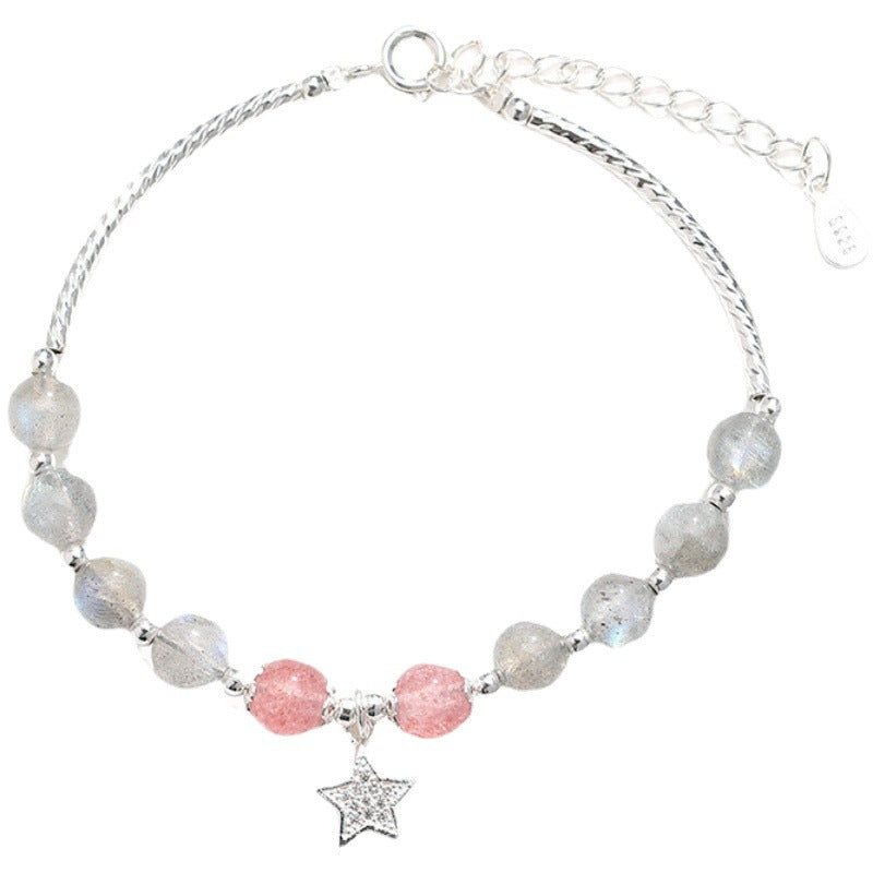 FJHDIY010 Strawberry Crystal Moonstone Bracelet 8mm