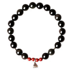 FJHDIY035 Obsidian Buddhist bead lotus pod Bracelet 8mm