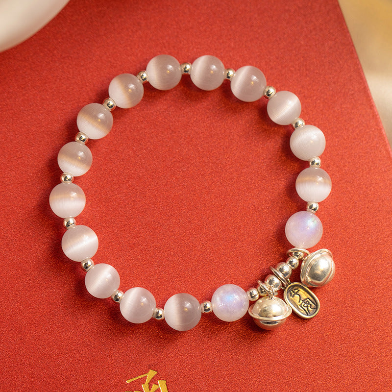 FJHDIY011 Cat's eye lime moonlight crystal Bracelet 8mm