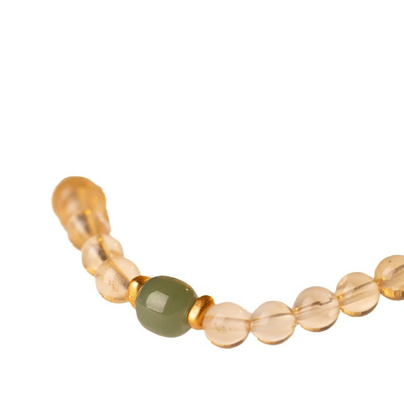 FJHDIY043 Citrine Hetian Jade Bracelet 8mm