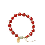 FJHDIY025 Red agate lucky card Bracelet 8mm