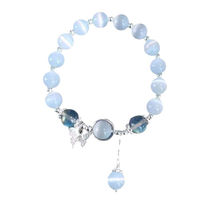 FJHDIY008 Cat's eye crystal butterfly Bracelet 8mm