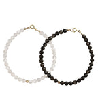 FJHDIY027 Obsidian Moonstone Couple Bracelet 4mm