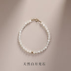 FJHDIY027 Obsidian Moonstone Couple Bracelet 4mm