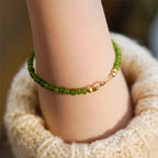 FJHDIY061 Retro green chalcedony Bracelet 4mm