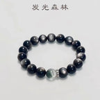 FJHDIY021 Obsidian Green Ghost Crystal Bracelet 8/10mm
