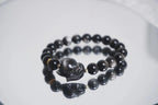 FJHDIY034 Silver Obsidian Lion Fox Bracelet 8mm