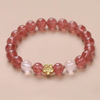 FJHDIY062 Strawberry crystal Pixiu Cypress Bracelet 8mm