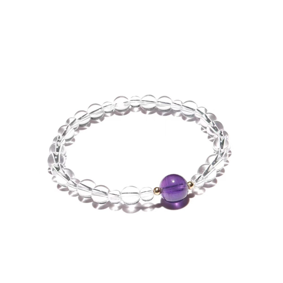 FJHDIY004 White crystal Amethyst Bracelet 8mm