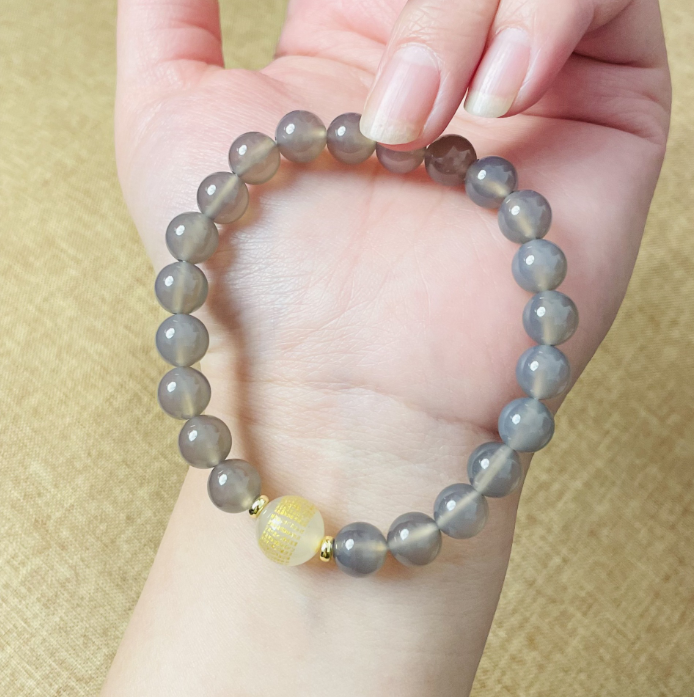 FJHDIY052 Natural crystal salt source agate Bracelet 8mm