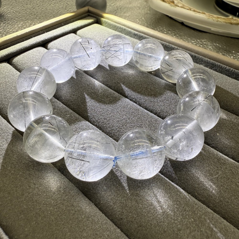 XLSL040 Aquamarine black hair bracelet 6/8/10/12mm