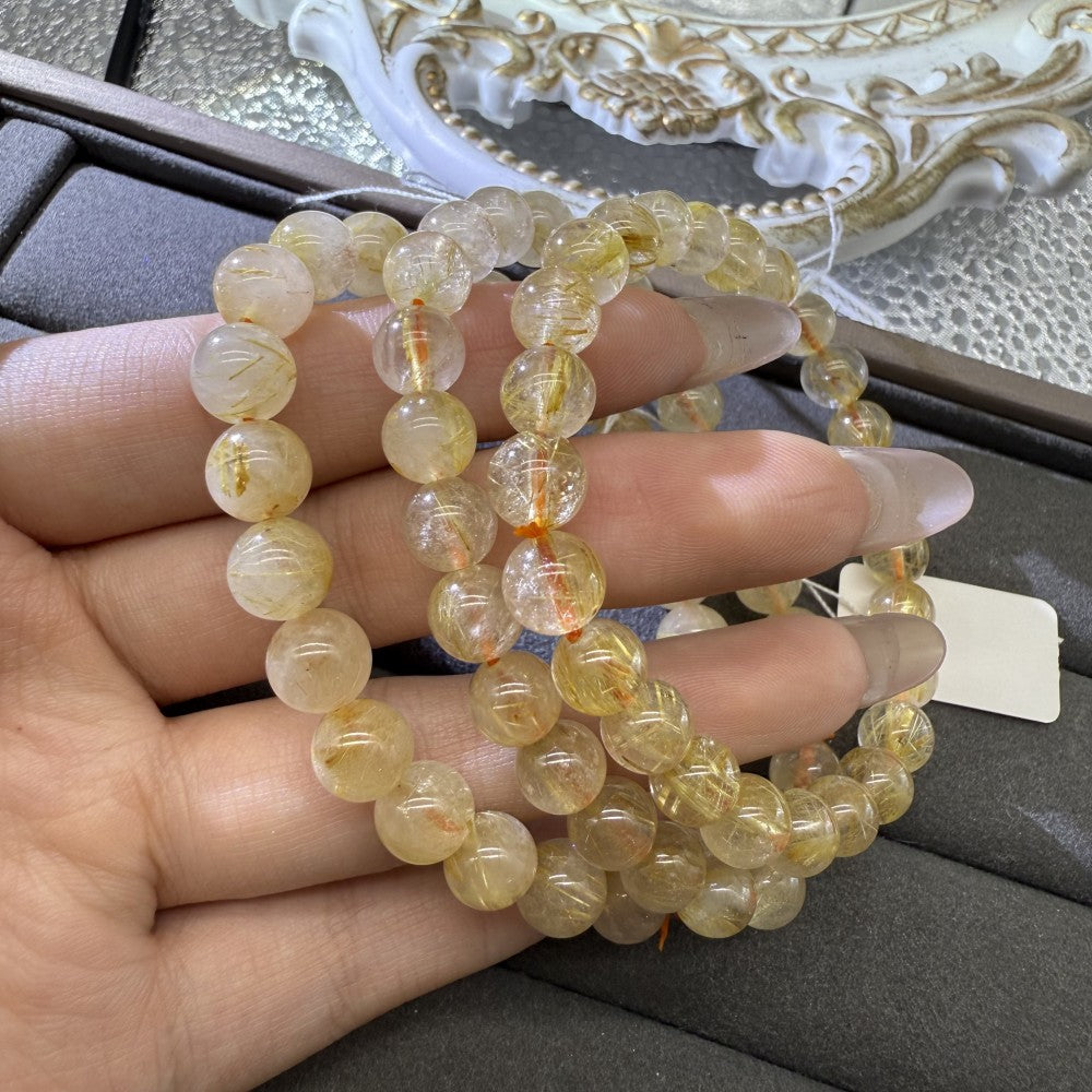 XLSL035 Golden Rutilated Quartz 1 bracelet 6/8/10/12mm
