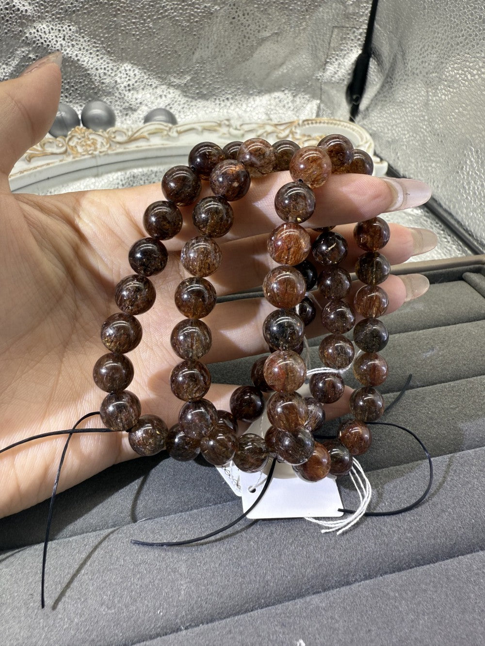 XLSL022 Black Gold Super Seven bracelet 6/8/10/12mm