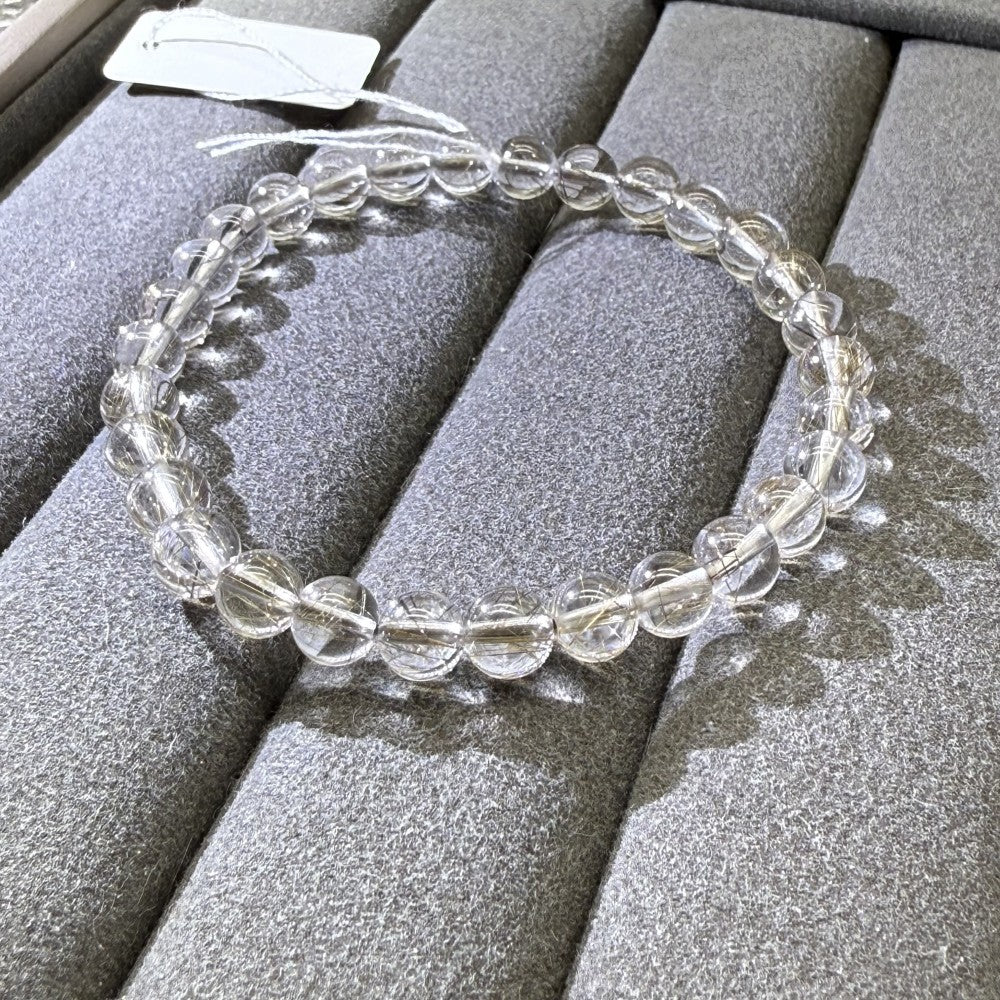 XLSL069  Silver Rutilated Quartz bracelet 6/8/10/12mm