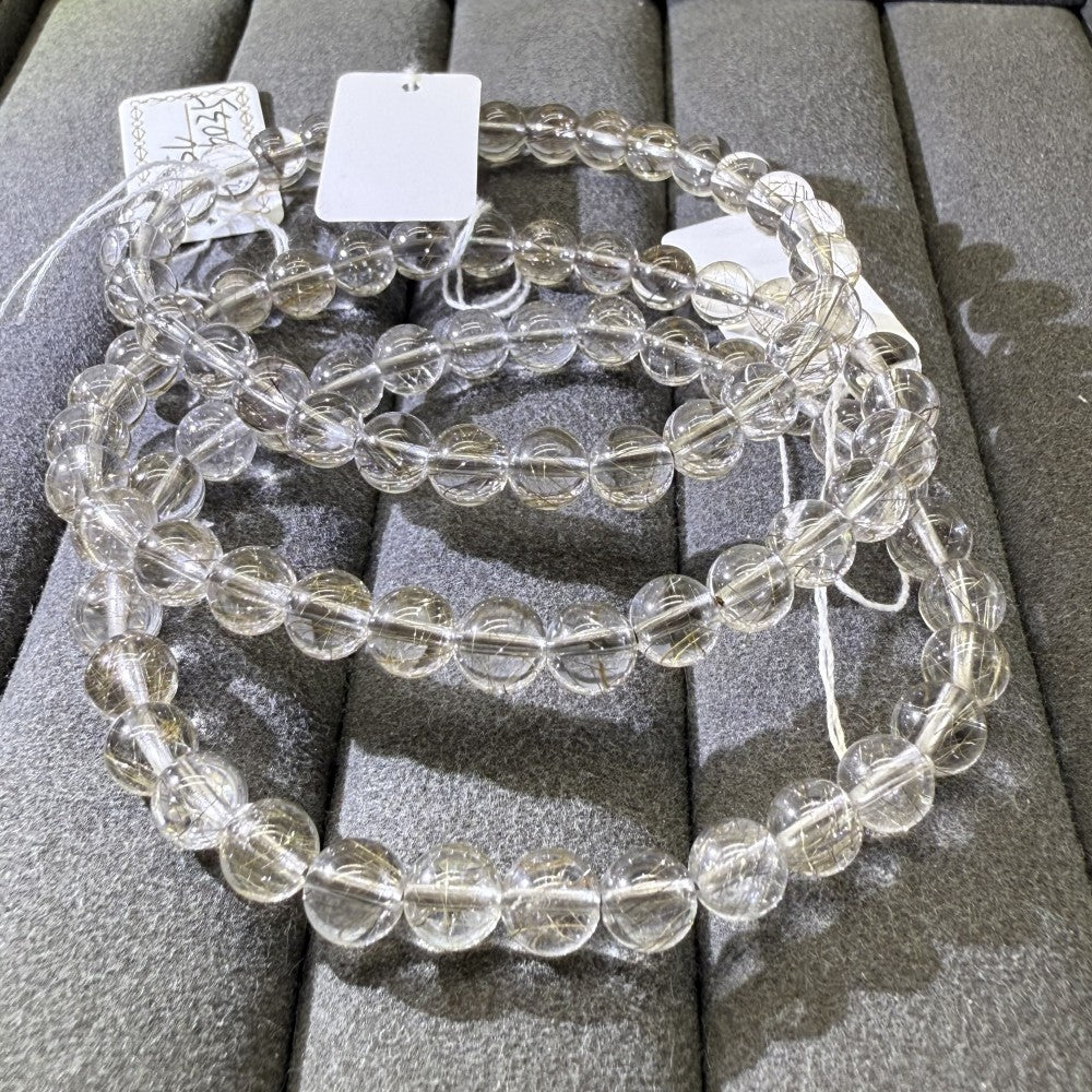 XLSL069  Silver Rutilated Quartz bracelet 6/8/10/12mm