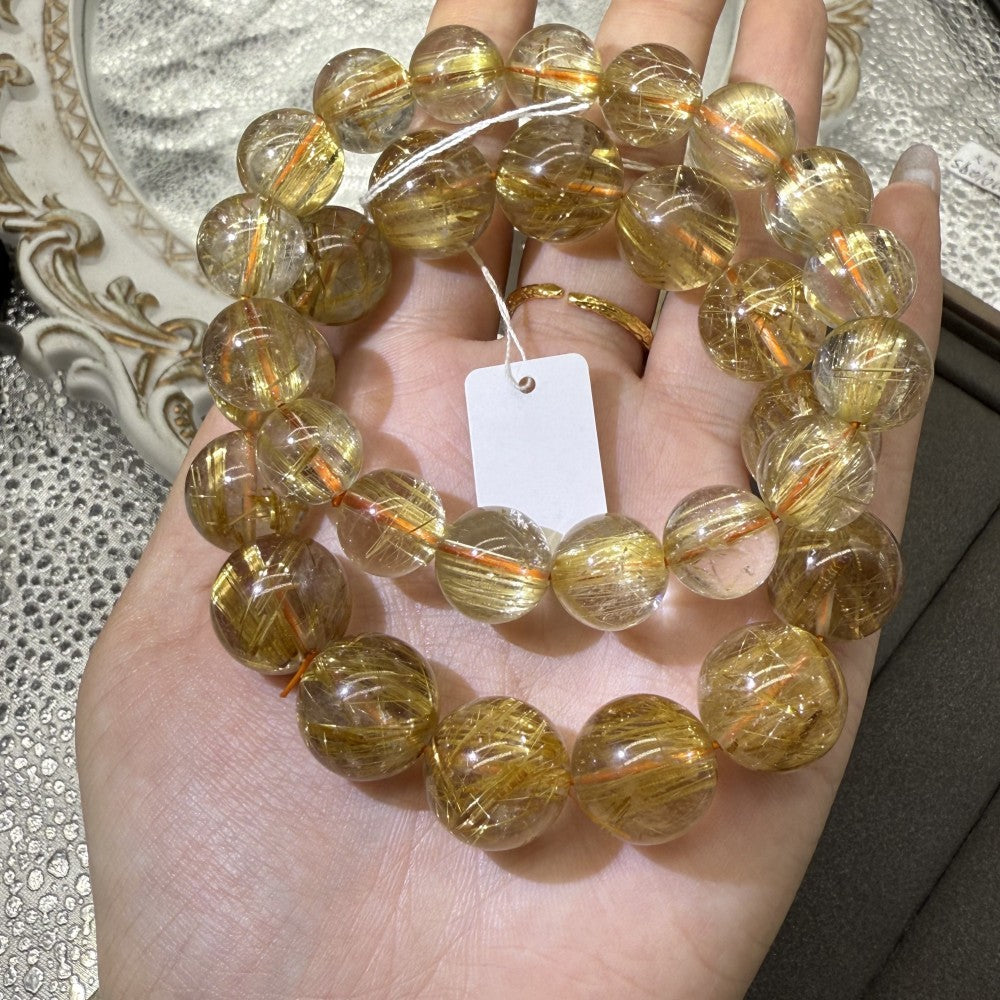 XLSL036 Golden Rutilated Quartz 2 bracelet 6/8/10/12mm