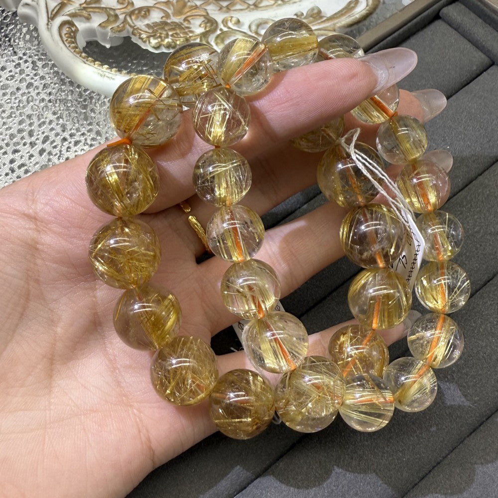 XLSL036 Golden Rutilated Quartz 2 bracelet 6/8/10/12mm