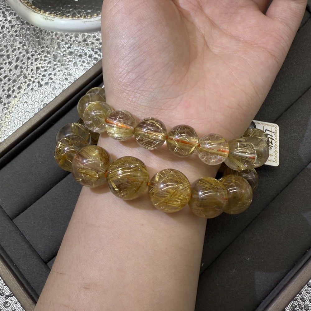 XLSL036 Golden Rutilated Quartz 2 bracelet 6/8/10/12mm