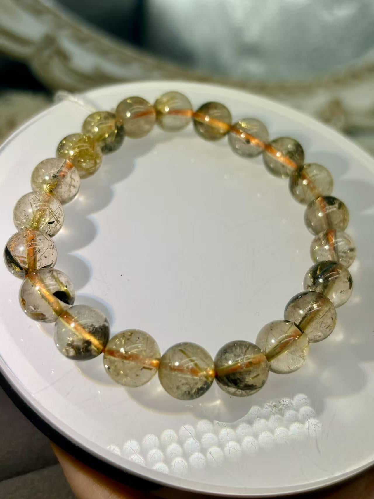 XLSL088 Titanium crystal flower bracelet 6/8/10/12mm