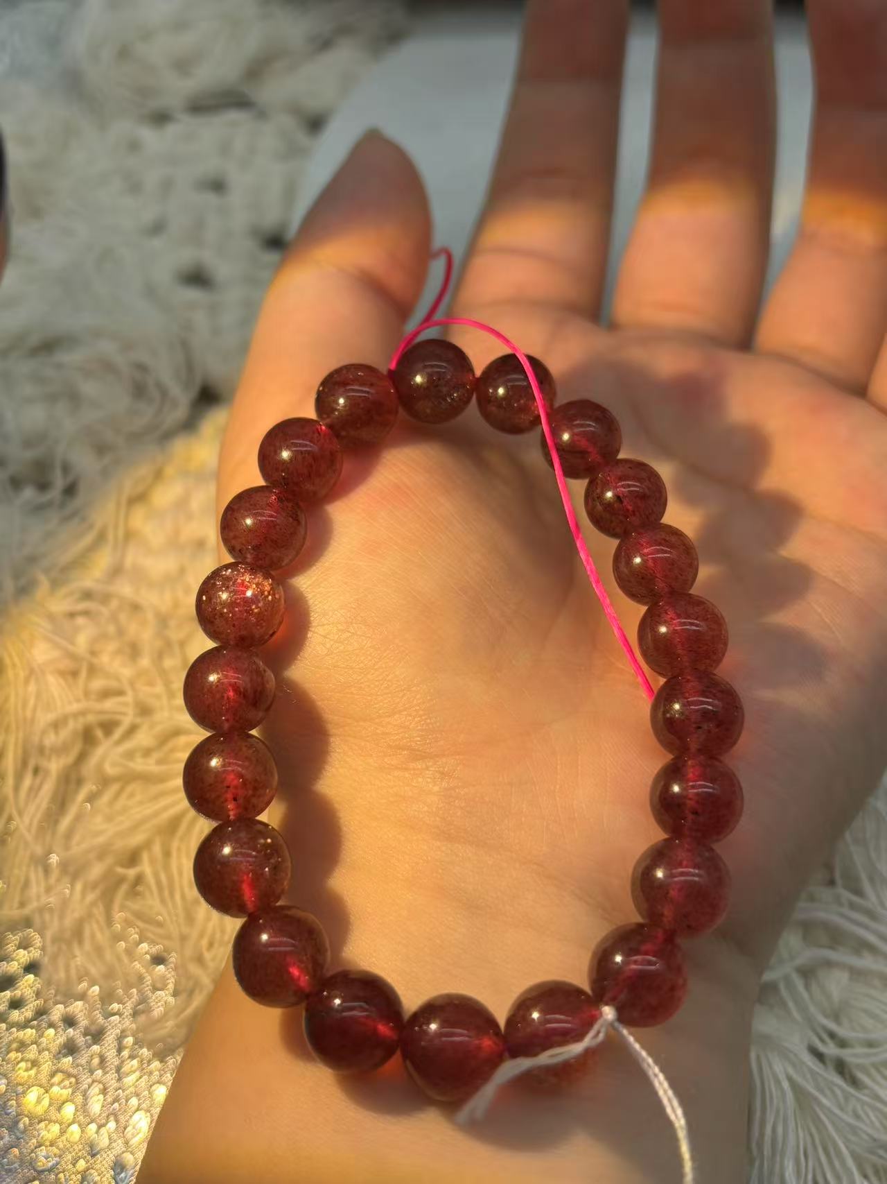 XLSL082 Pigeon Blood Red Strawberry Crystal bracelet 6/8/10/12mm