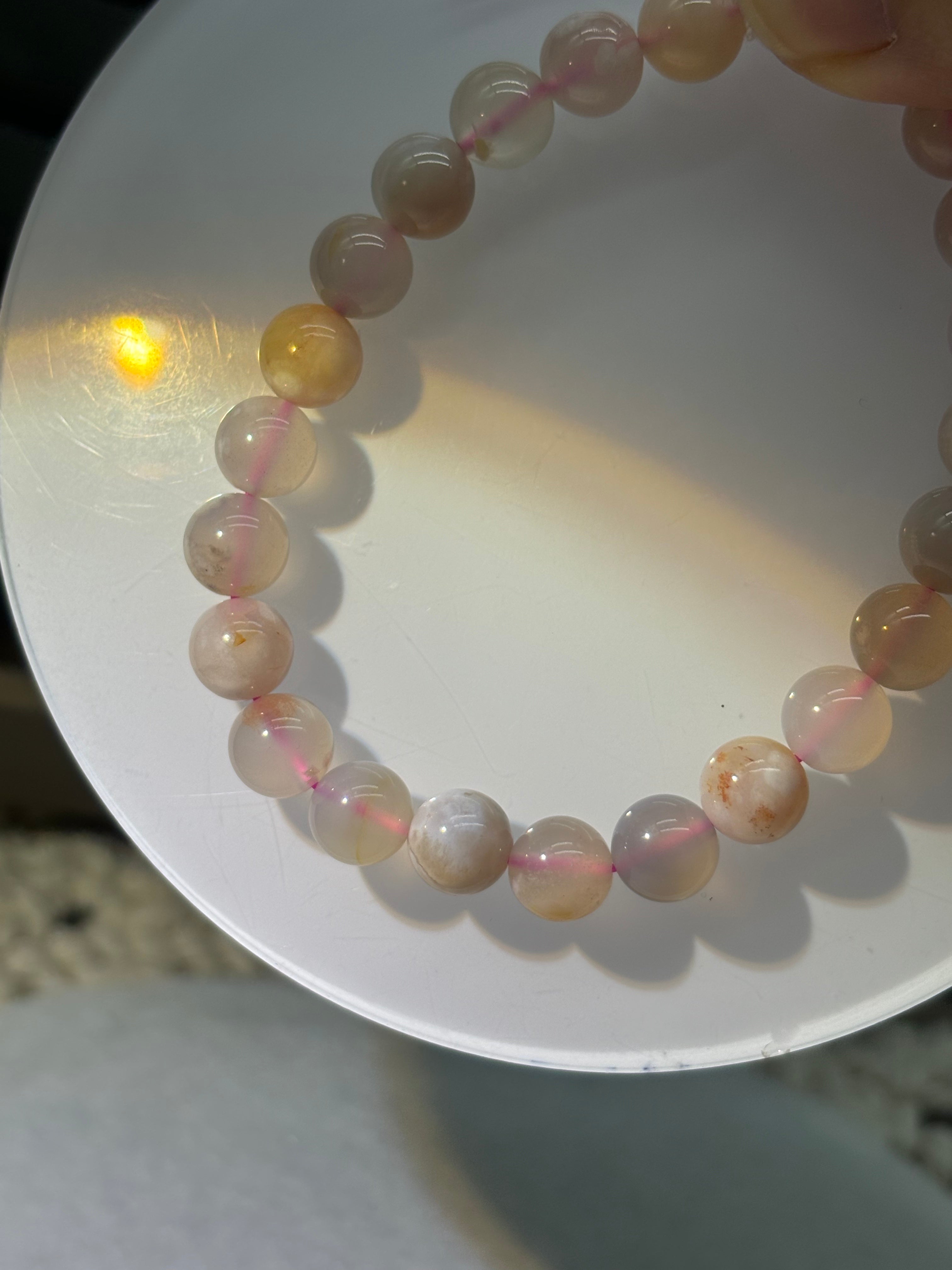 XLSL086 Sakura Agate bracelet 6/8/10/12mm