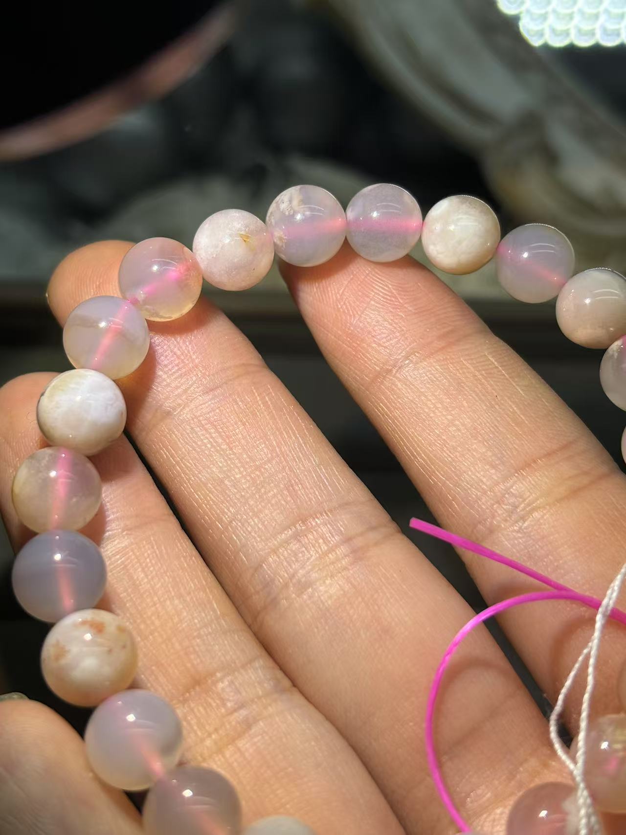 XLSL086 Sakura Agate bracelet 6/8/10/12mm