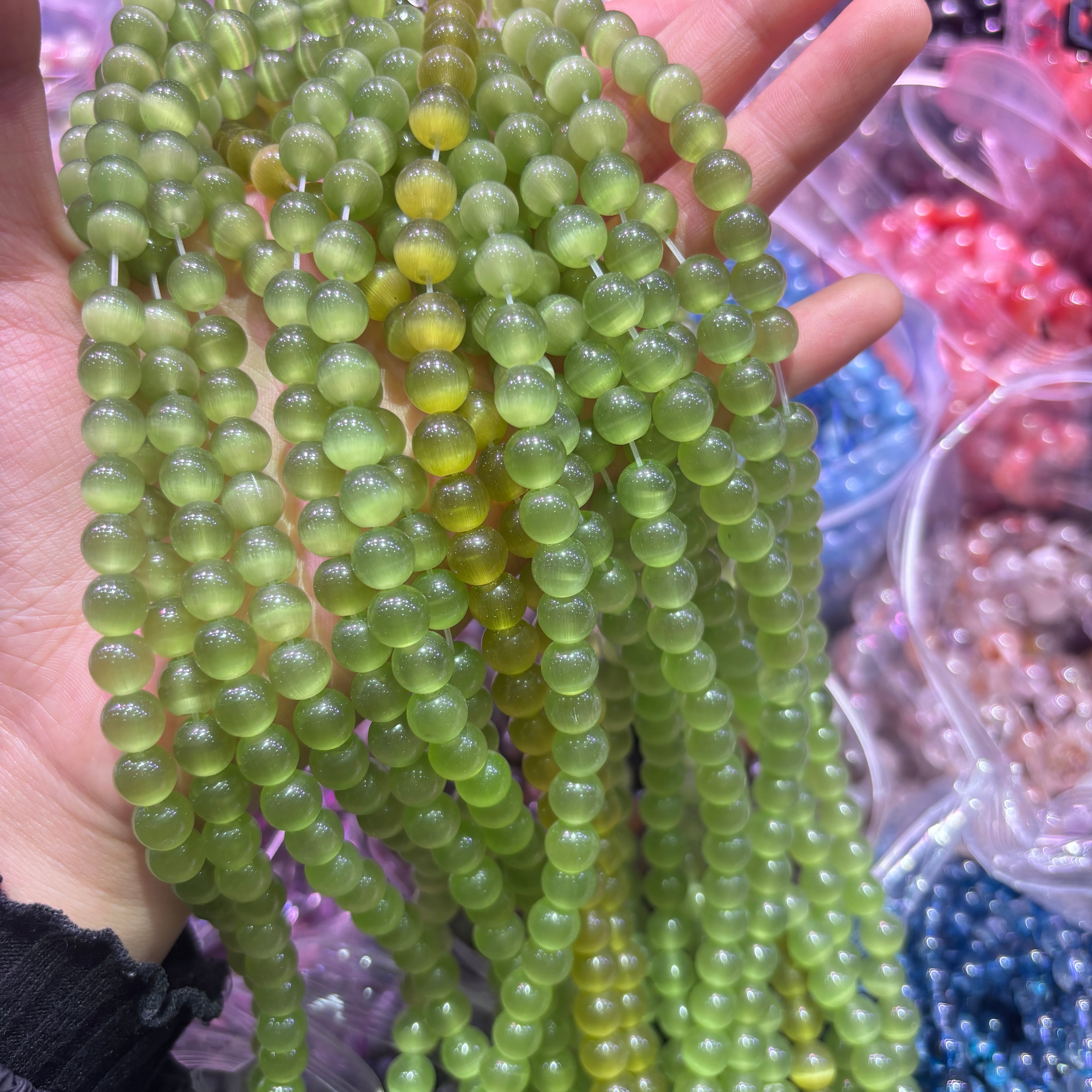 緑の猫の目 ブレスレット 8/10/12mm