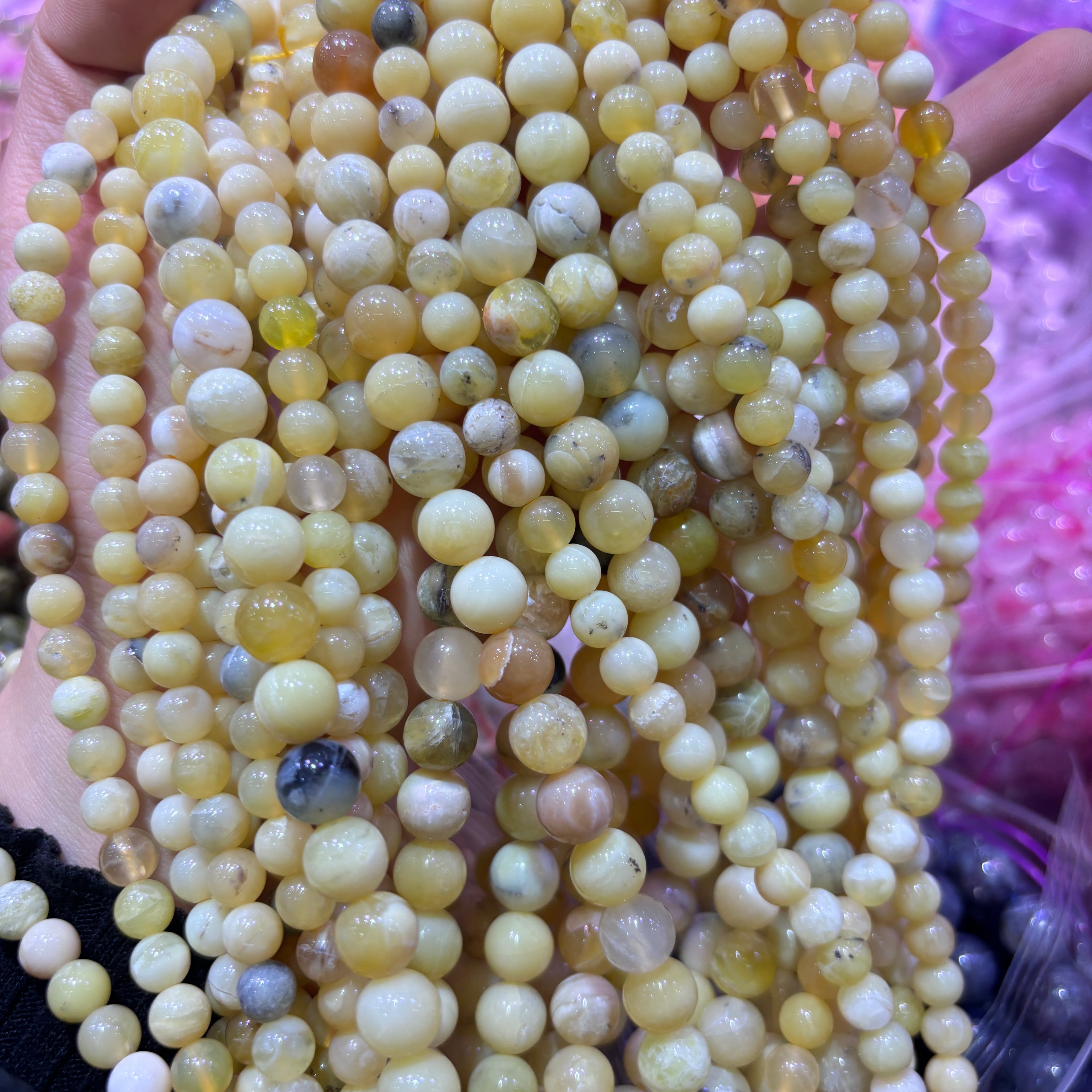 黄色ピンクオパール ブレスレット 8/10/12mm