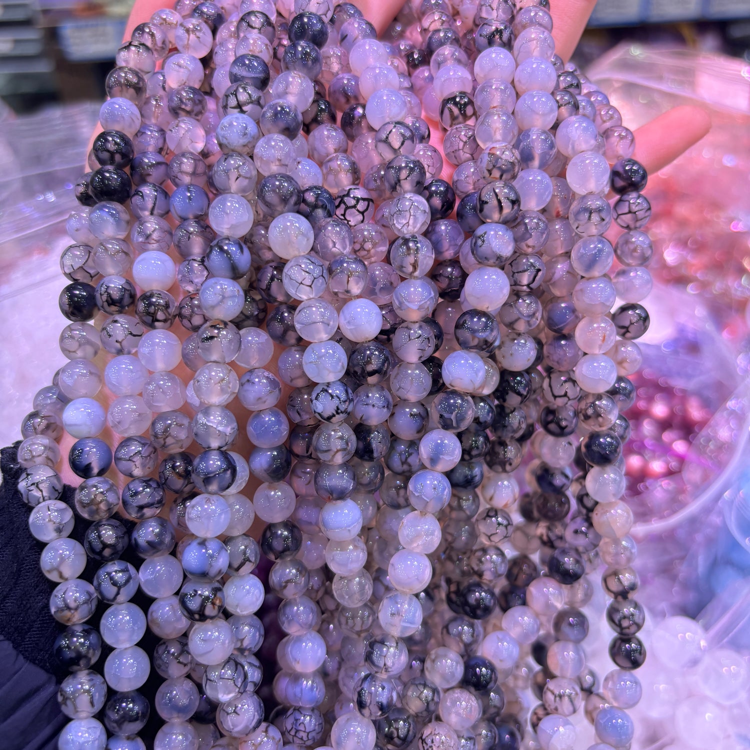 黒と白の龍の模様 ブレスレット8/10/12mm