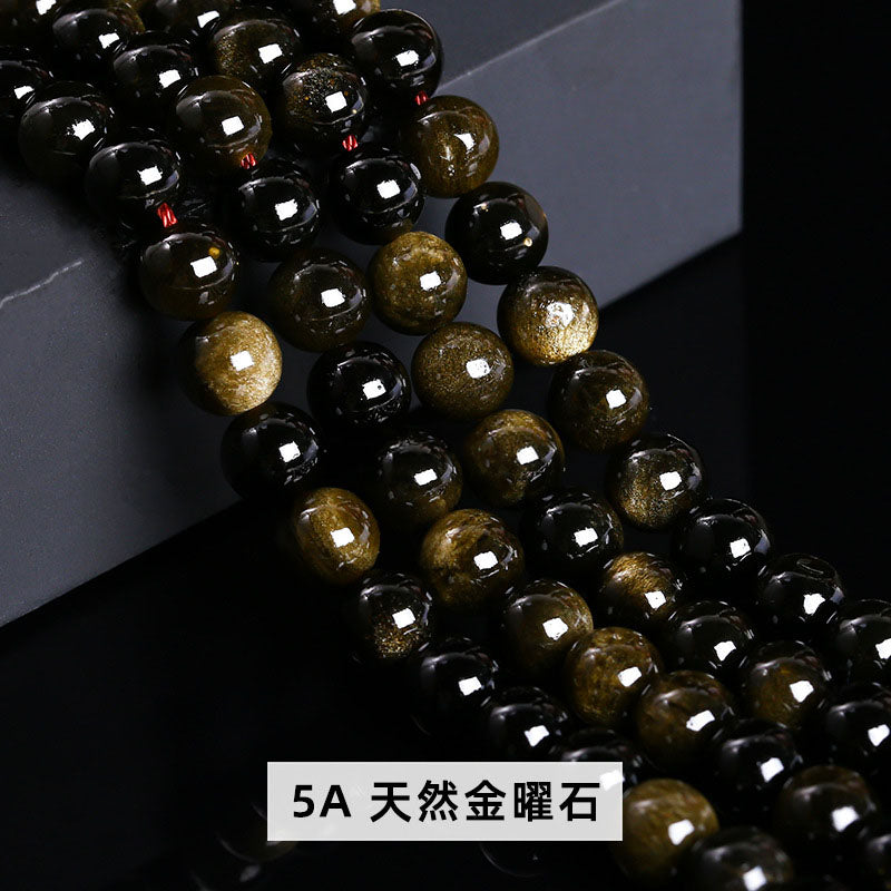 金のオブシディアンビーズ卸売 5A/7A 4/6/8/10/12/14mm