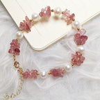 FJHDIY063 Strawberry Crystal Gravel Pearl Bracelet 8mm