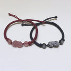 FJHDIY049 Strawberry crystal silver obsidian Pixiu Bracelet 12mm
