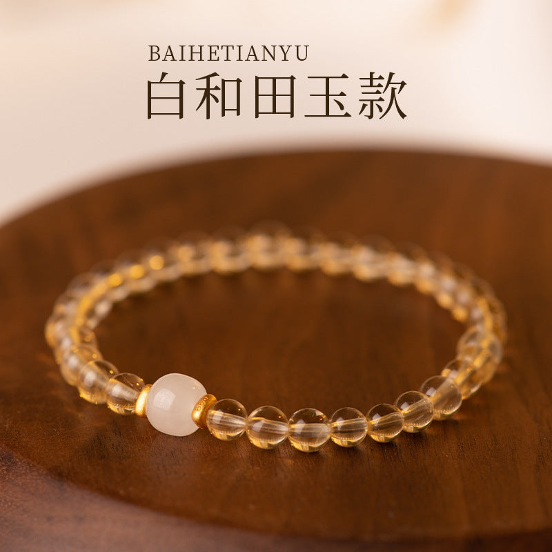 FJHDIY043 Citrine Hetian Jade Bracelet 8mm