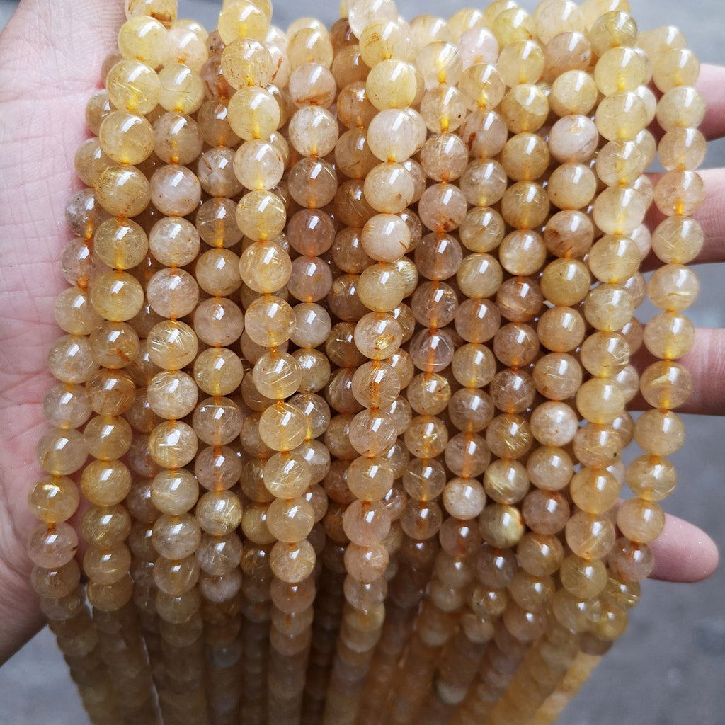ルチルクォーツ(ルチレイテッドクォーツ)ビーズ卸売 綿ウール 6/10mm