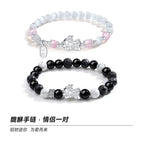FJHDIY050 Cat's Eye Obsidian Sterling Silver Pixiu Bracelet 8mm