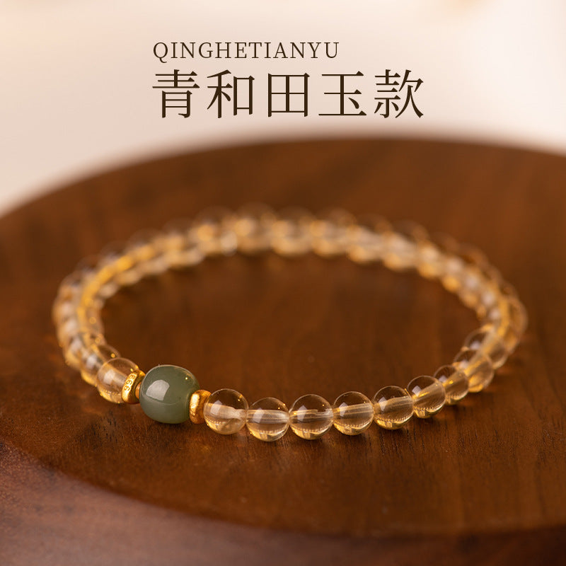 FJHDIY043 Citrine Hetian Jade Bracelet 8mm