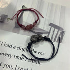 FJHDIY049 Strawberry crystal silver obsidian Pixiu Bracelet 12mm