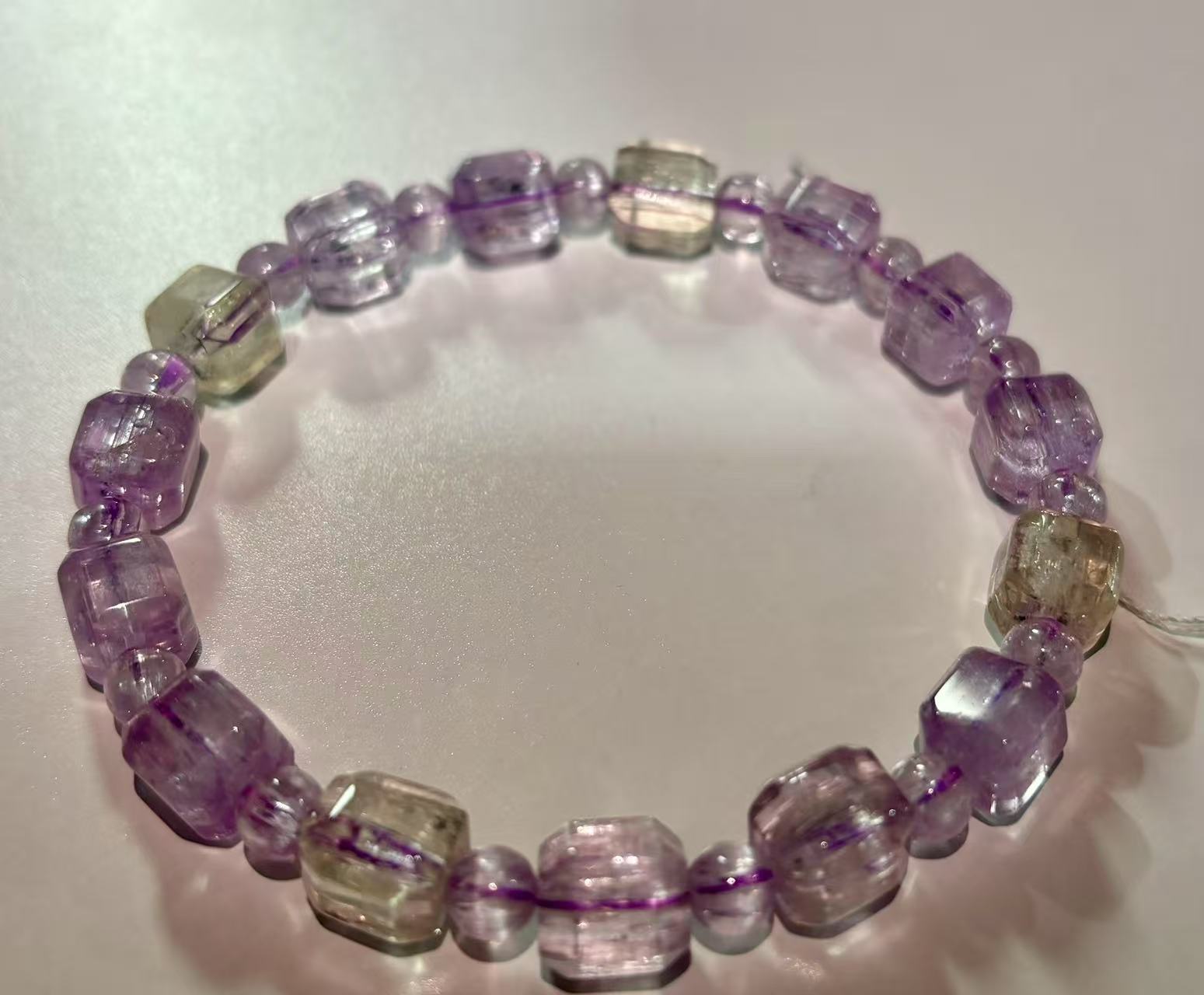 XLSL073 Kunzite Cube Sugar bracelet 6/8/10/12mm