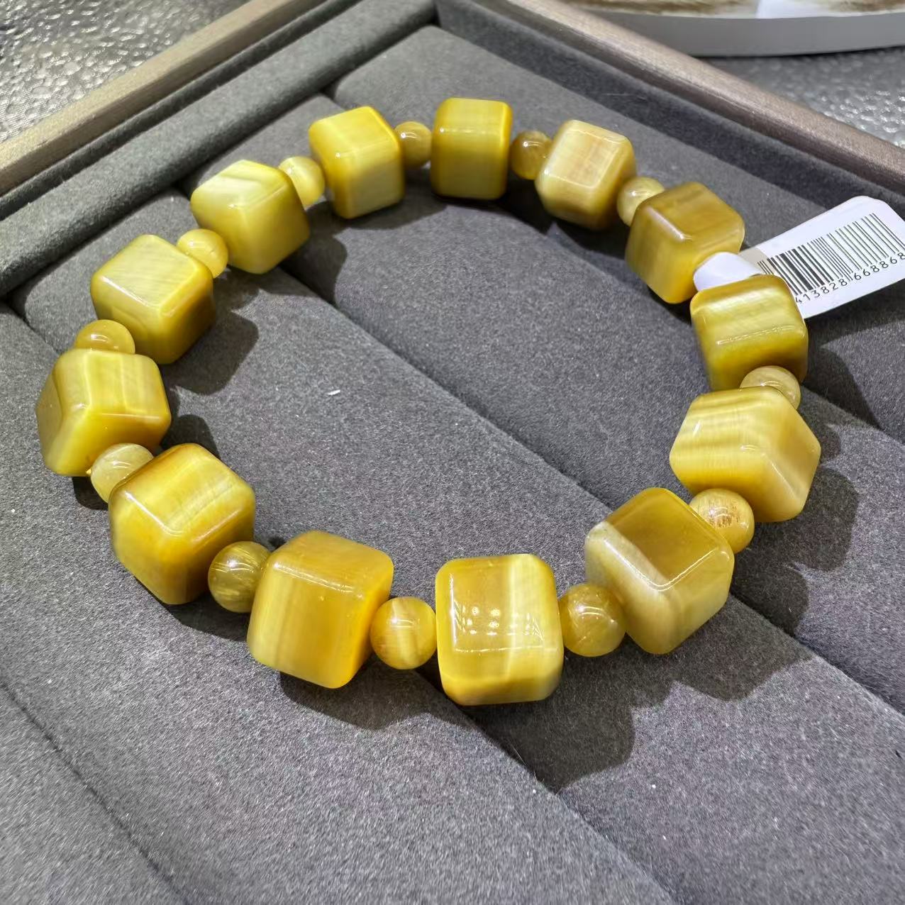 XLSL037 Golden Tiger Sugar Cubes bracelet 6/8/10/12mm