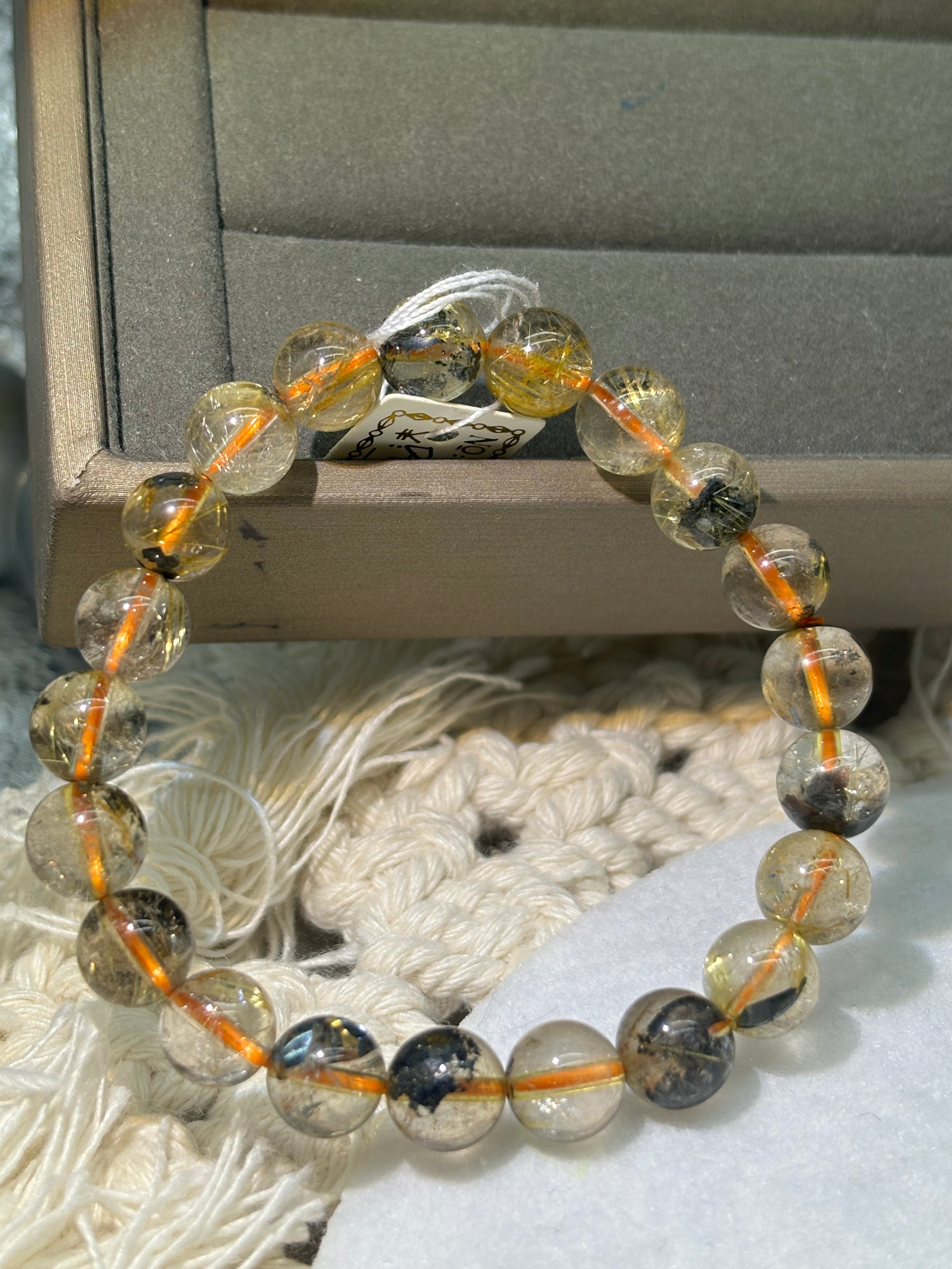 XLSL088 Titanium crystal flower bracelet 6/8/10/12mm